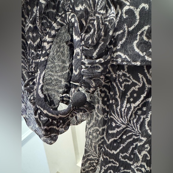 Cinq a Sept Annabel Silk Dress Black Printed Tiered Ruffle Georgette Size 8 NEW - Picture 5 of 9